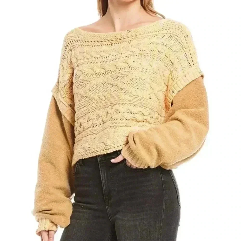 Free People Honey Cable Pullover -Sweater